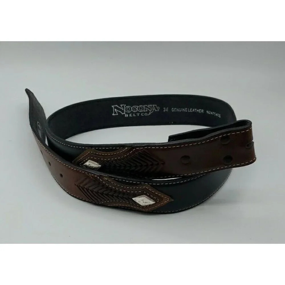 Nocona Mens Ranger Western Belt Cowboy Brown Leather Size 34 N2475401 NO BUCKLE